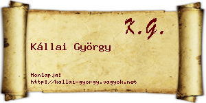 Kállai György névjegykártya